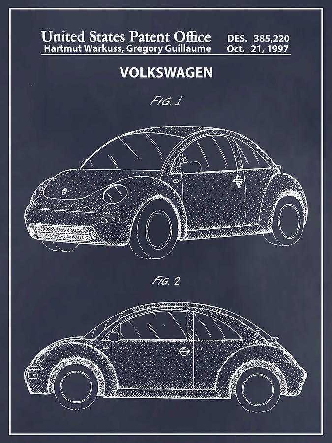 1997 VW Blackboard Patent Print Drawing by Greg Edwards