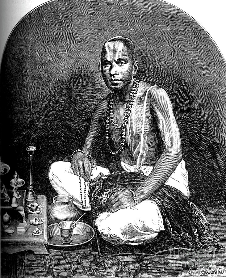 Black And White Photograph - 19th Century Brahmin Man by Collection Abecasis/science Photo Library