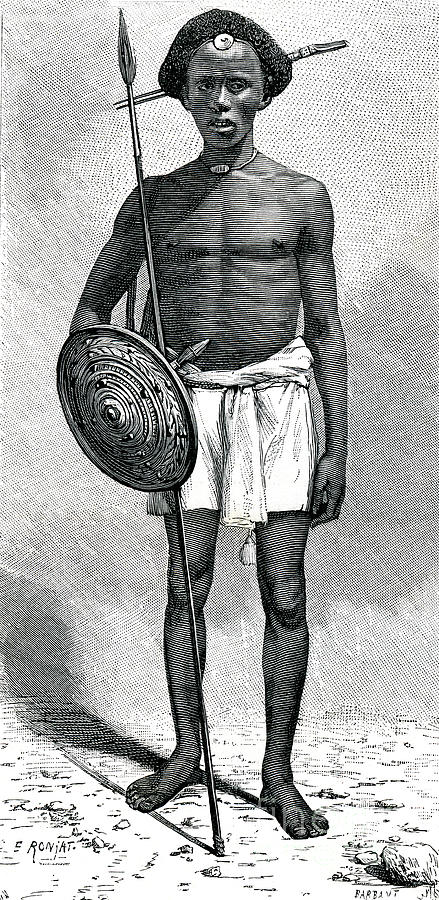 Black And White Photograph - 19th Century Somali Warrior by Collection Abecasis/science Photo Library