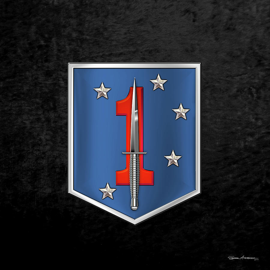 1st Marine Raider Battalion - 1st Marine Special Operations Battalion M S O B  Patch over Black Digital Art by Serge Averbukh