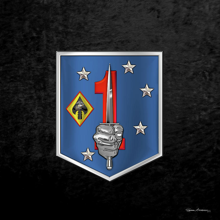 1st Marine Raider Support Battalion  -  1st  M R S B  Patch over Black Velvet Digital Art by Serge Averbukh