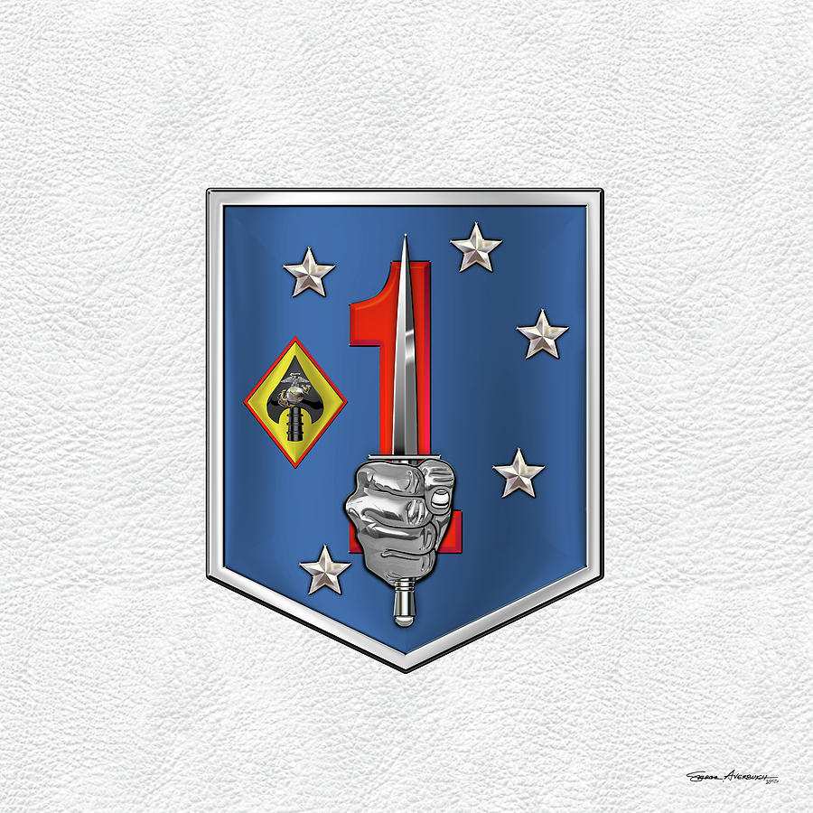 1st Marine Raider Support Battalion  -  1st  M R S B  Patch White Leather Digital Art by Serge Averbukh