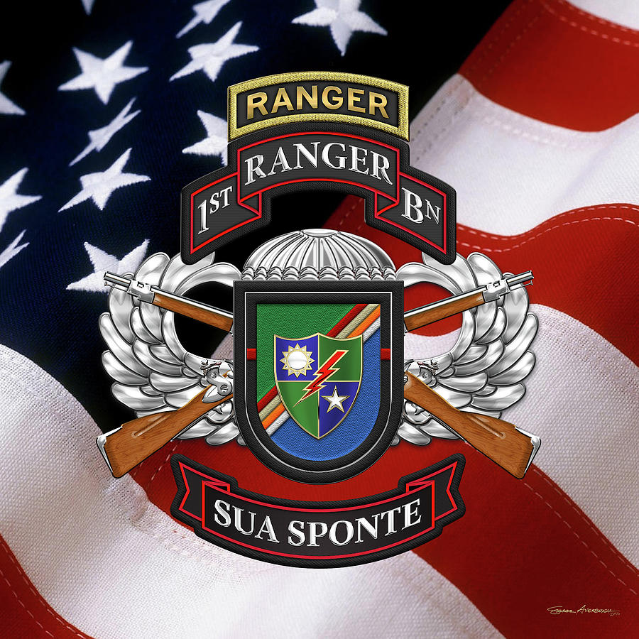1st Ranger Battalion - Army Rangers Special Edition over American Flag Digital Art by Serge Averbukh