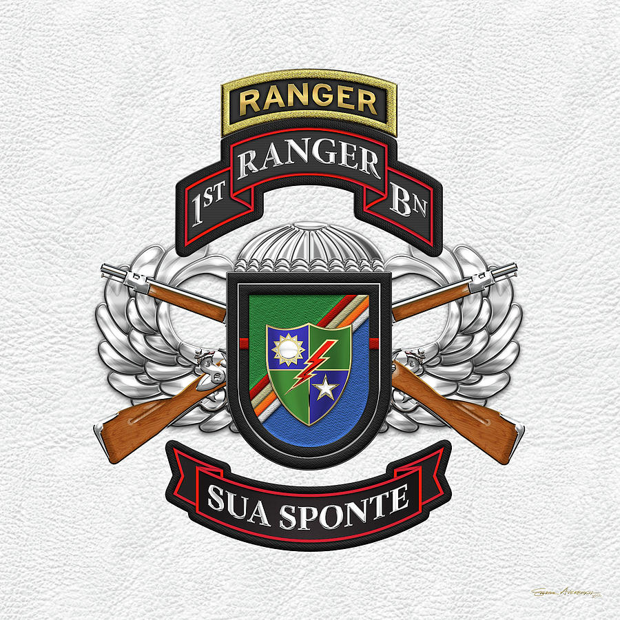 1st Ranger Battalion- Army Rangers Special Edition over White Leather Digital Art by Serge Averbukh