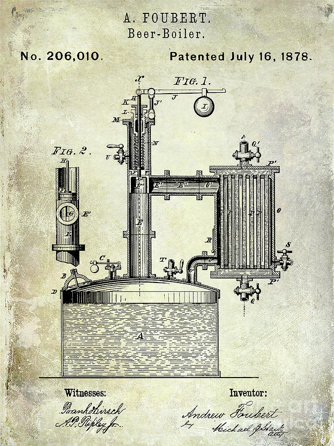 1878 Beer Boiler Patent  #2 Photograph by Jon Neidert