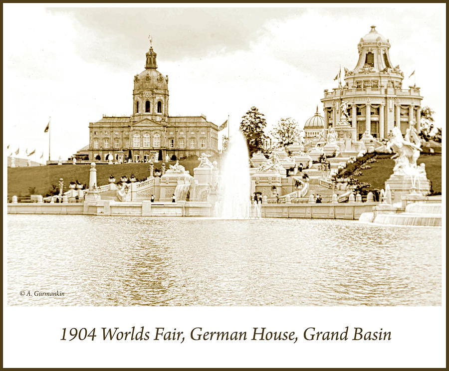 1904 Worlds Fair, German House, Grand Basin #2 Photograph by A Macarthur Gurmankin