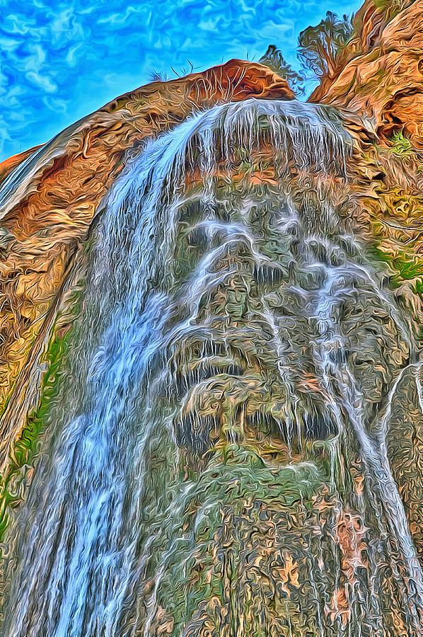 A breathtaking waterfall in the mountains near Agadir in Morocco #2 Digital Art by Gina Koch