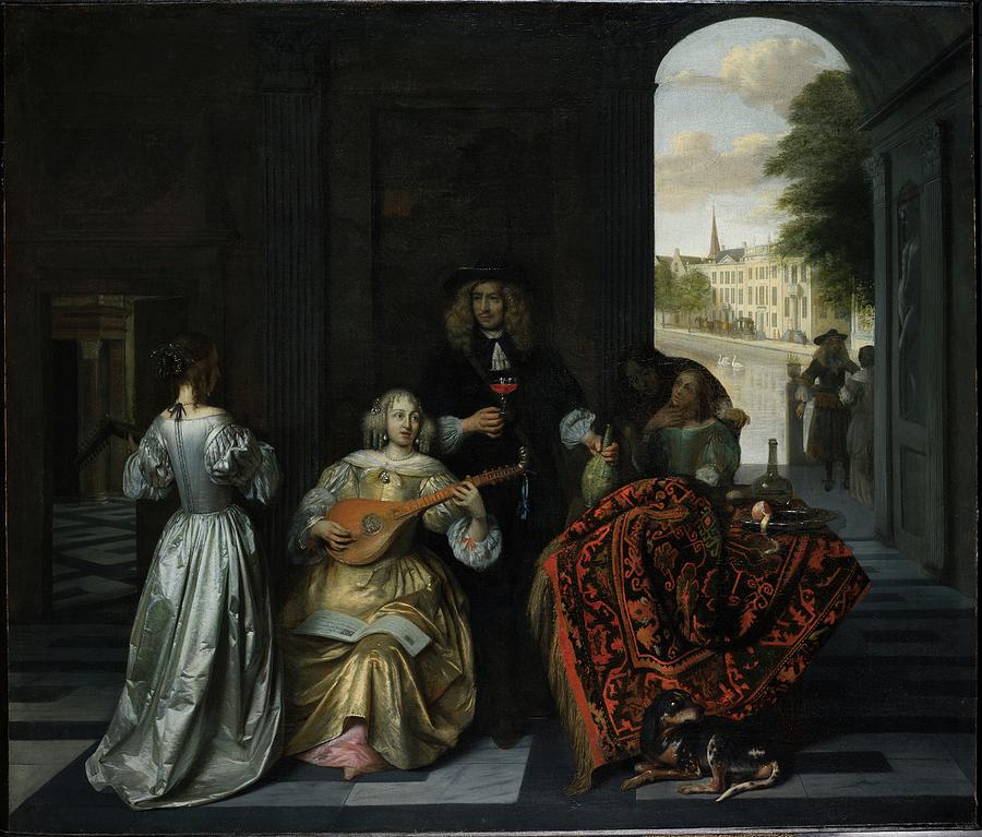 A Music Party Painting by Pieter De Hooch A Music Party Painting by Pieter De Hooch