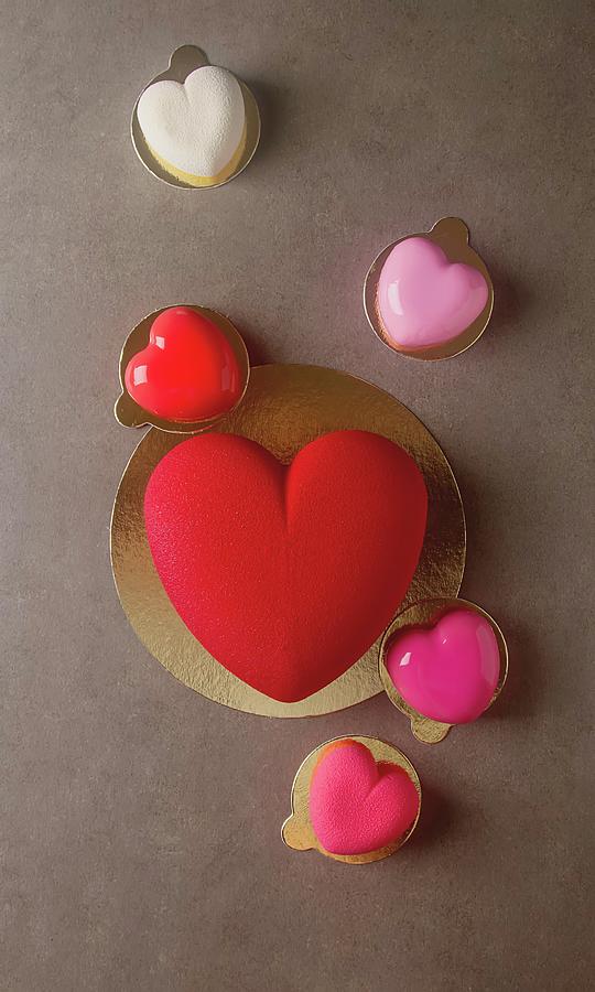 A Romantic Heart-shaped Mousse Cake For Valentines Day #2 Photograph by Naltik