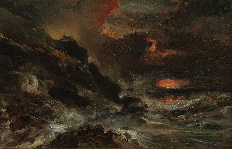 Sunset Painting - A Storm Off The Normandy Coast by Eugene Isabey