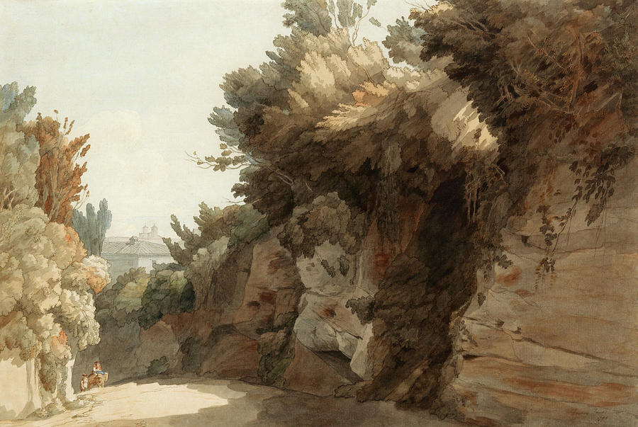 Francis Towne Painting - A View Near the Arco Scuro, Looking Towards the Villa Medici, Rome. #2 by Francis Towne