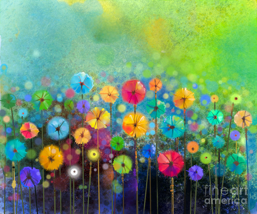 Abstract Floral Watercolor Painting Digital Art by Pluie r