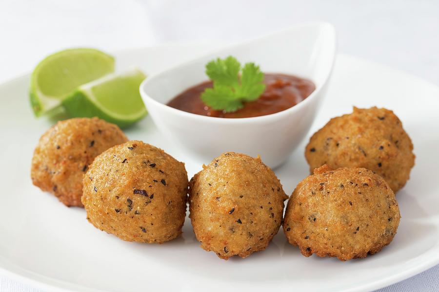 Acaraje Fried Bean Dumplings With Prawns, Brazil Photograph By Lydie 