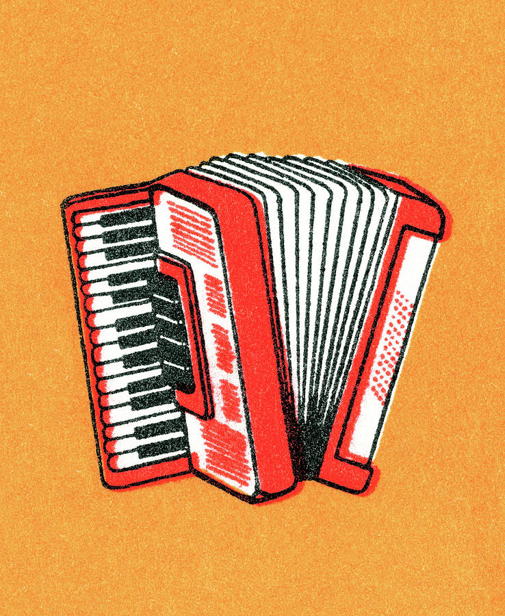 Music Drawing - Accordion #2 by CSA Images