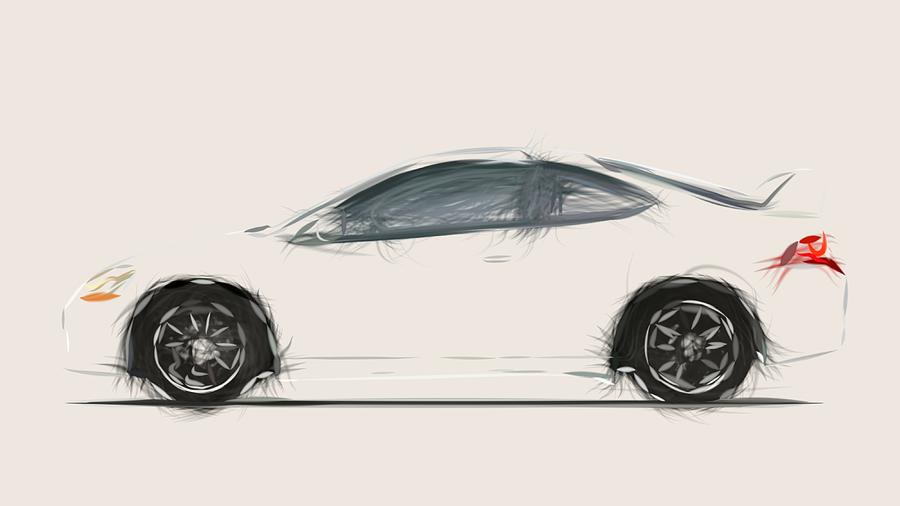 Acura RSX A Spec Draw #2 Digital Art by CarsToon Concept