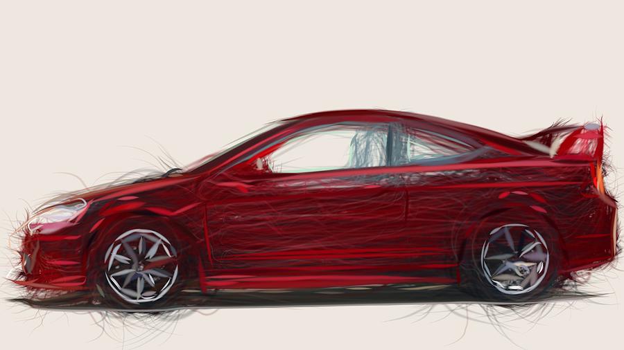 Acura RSX Type S Draw #2 Digital Art by CarsToon Concept