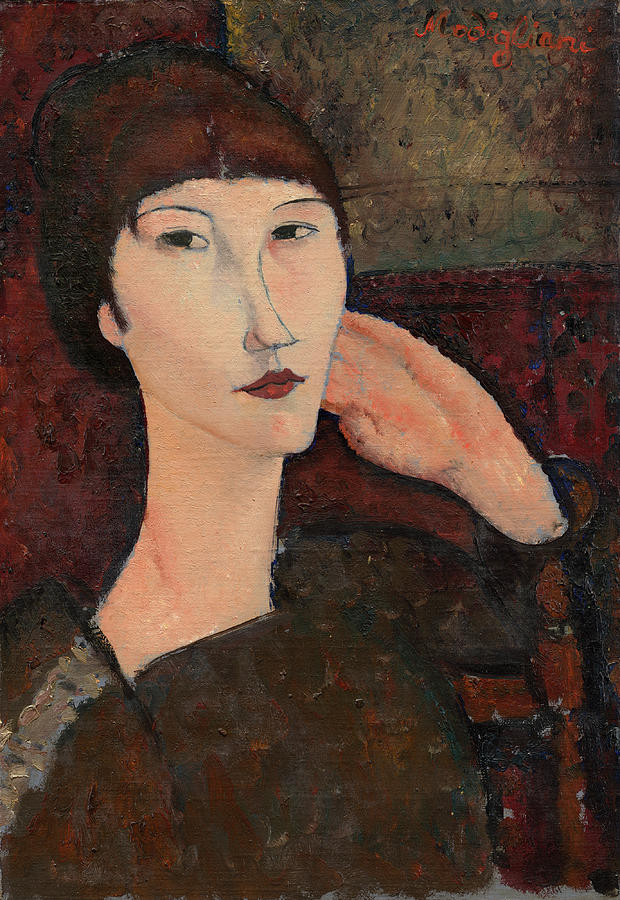 Amedeo Modigliani Painting - Adrienne - Woman with Bangs #2 by Amedeo Modigliani