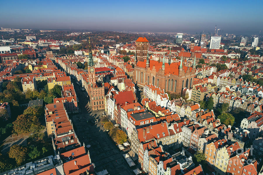 Aerial view of Old Town in Gdansk, Poland. #2 Photograph by Michal Bednarek