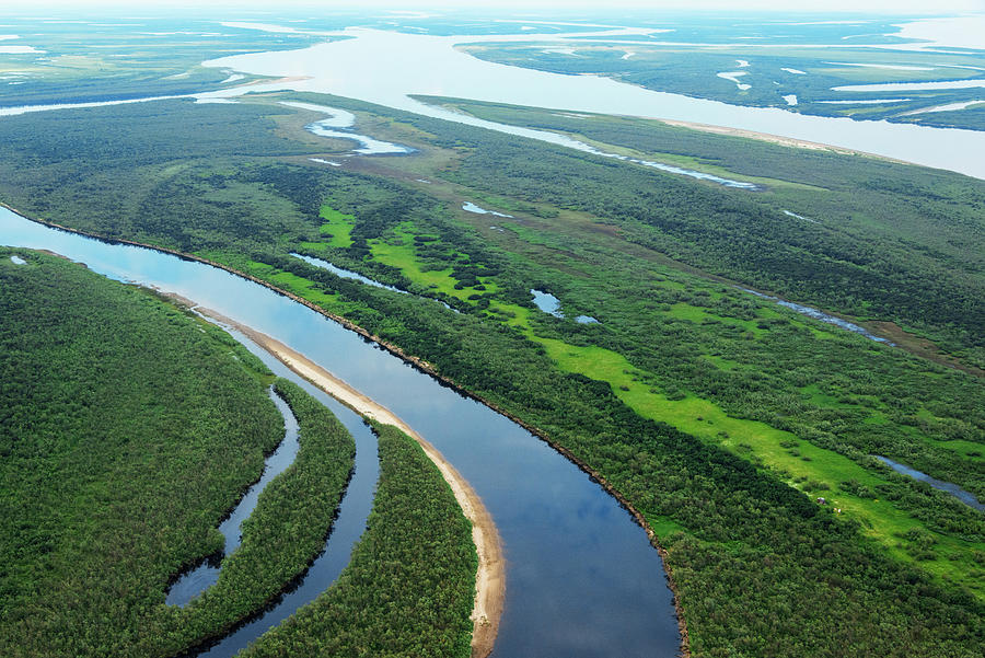 Aerial View Of Pechora River Delta, Nenets Autonomous #2 Photograph by ...