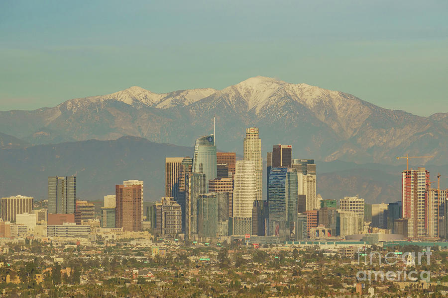 Aerial View Of The Beautiful Los Angeles Downtown Cityscape With Photograph