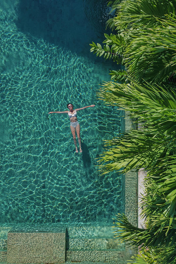 Nature Photograph - Aerial View Of Woman In Pool #2 by Cavan Images / Konstantin Trubavin