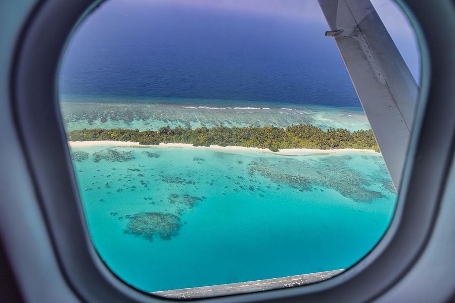 Transportation Photograph - Airplane Window With Beautiful Maldives #2 by Levente Bodo