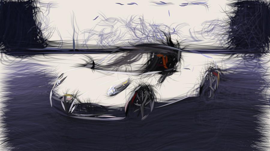 Alfa Romeo 4C Spider Drawing #3 Digital Art by CarsToon Concept