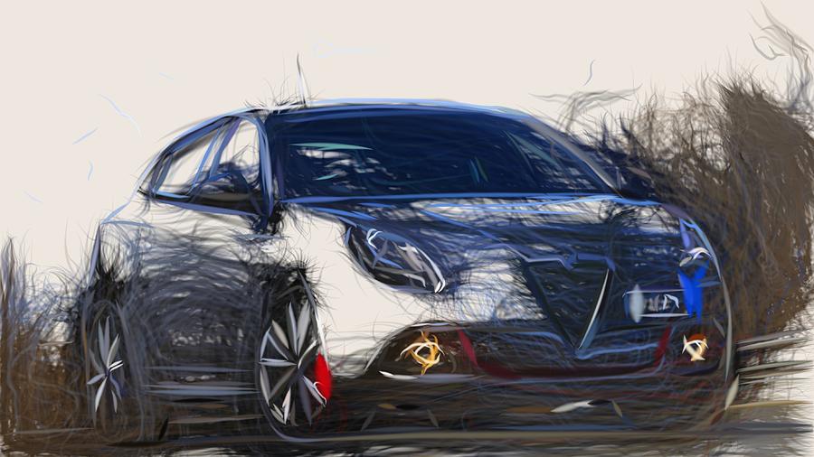 Alfa Romeo Giulietta Veloce Drawing #3 Digital Art by CarsToon Concept