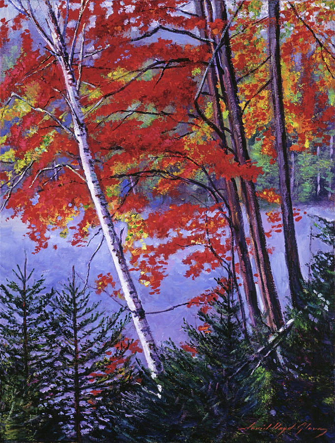 Fall Painting -  Algonquin Lake Fall #2 by David Lloyd Glover