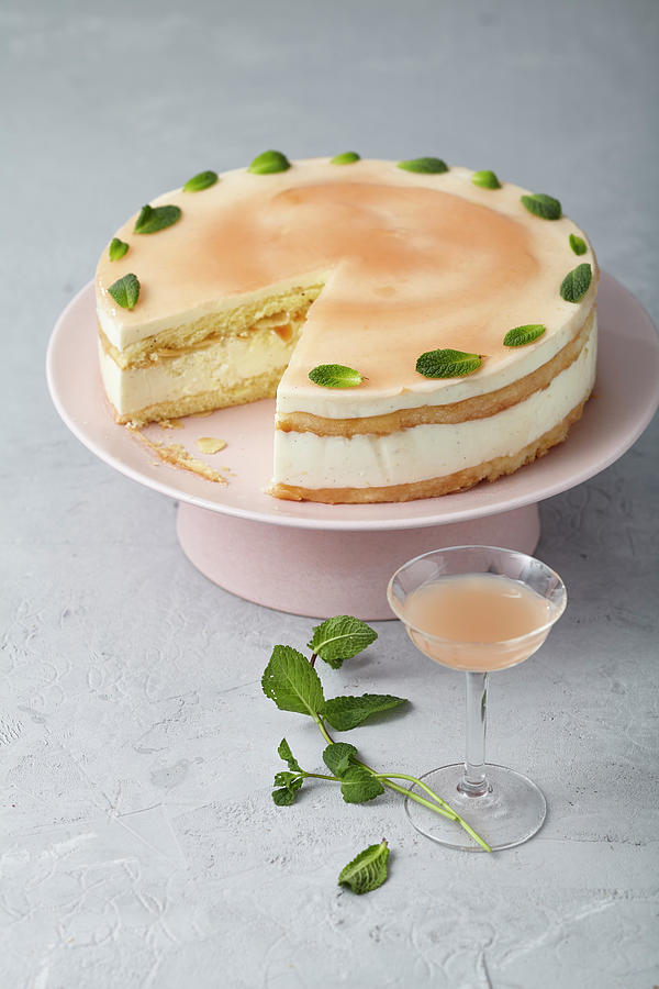 Almond Sponge Cake With Buttermilk Panna Cotta #2 Photograph by Ulrike Holsten / Stockfood Studios