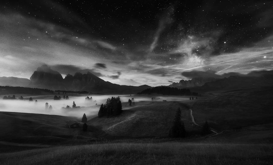 Mountain Photograph - Alpe Di Siusi At Night #2 by Ales Krivec