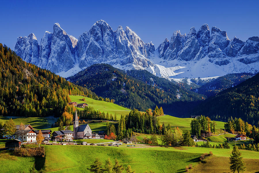 Alps, Val Di Funes, Autumn, Italy #2 Digital Art by Davide Erbetta