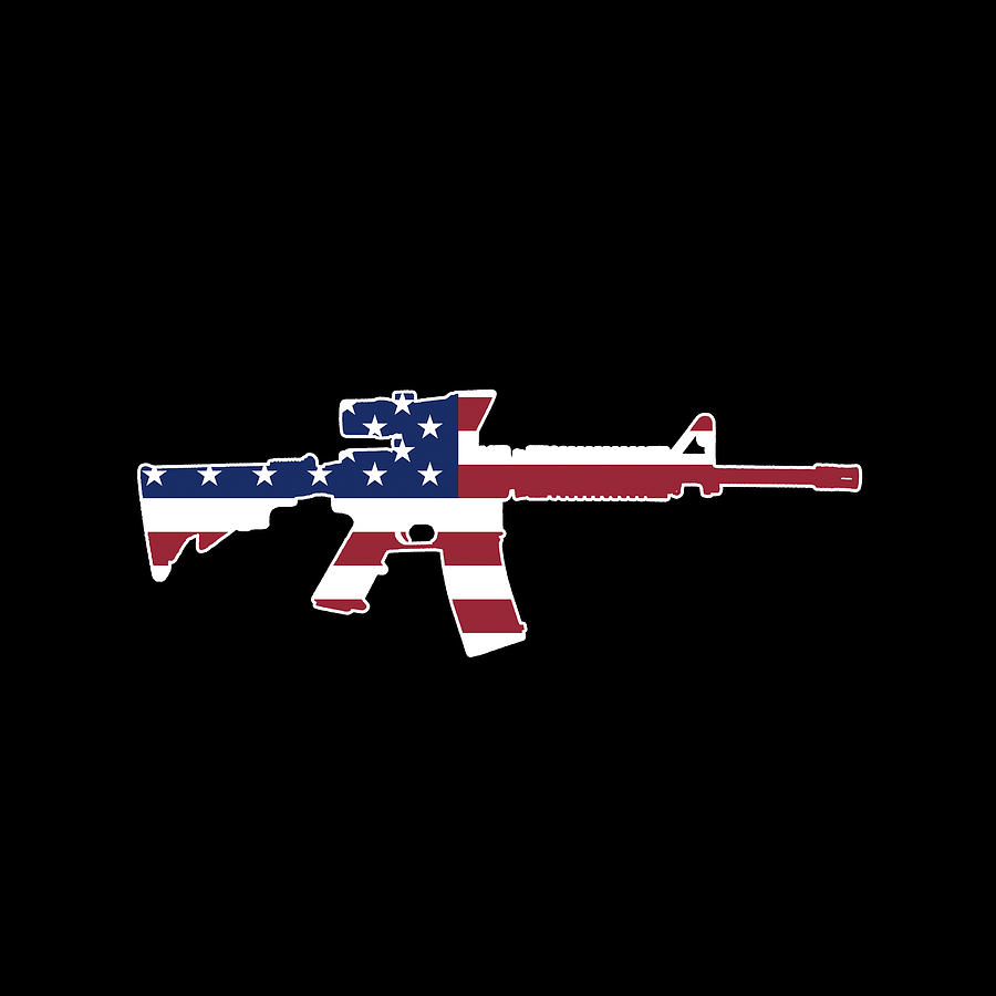 Flag Digital Art - American Flag M4 Carbine #2 by Jared Davies