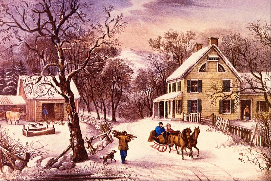 American Homestead Winter Painting