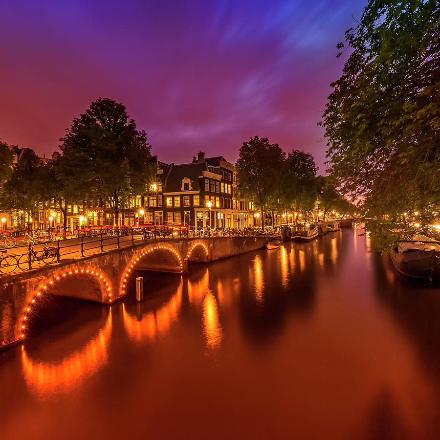 Architecture Photograph - AMSTERDAM Evening impression from Brouwersgracht  #2 by Melanie Viola