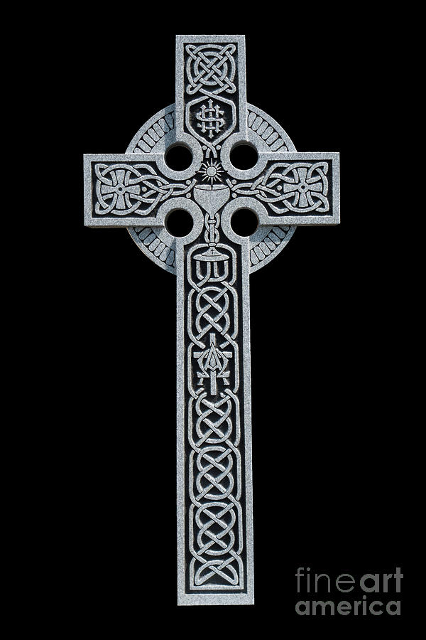 An ornate granite Celtic cross from the grave of a Roman Catholi #2 Photograph by Amy Cicconi