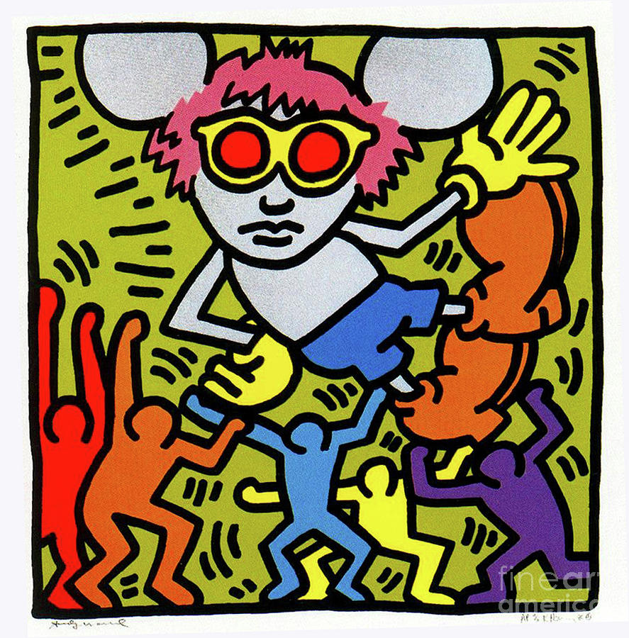 Haring Painting - Andy Mouse 1986 #2 by Haring