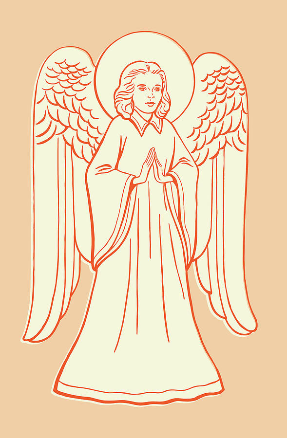 Christmas Drawing - Angel Praying #2 by CSA Images