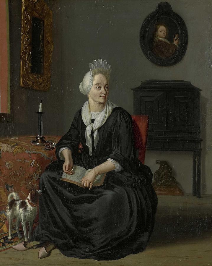Anna de Hooghe 1645-1717. The Painters fourth Wife, Ludolf Bakhuysen, 1693 - 1708 #2 Painting by Ludolf Bakhuysen
