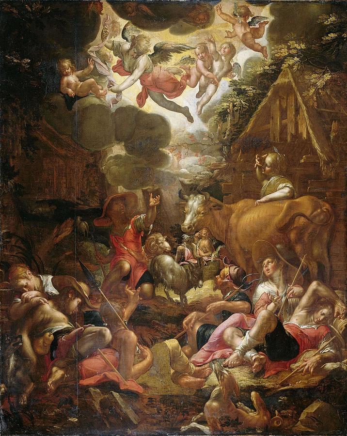 Joachim Wtewael Painting - Annunciation to the Shepherds. #2 by Joachim Wtewael