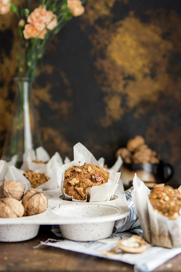 Apple Muffins With Walnuts #2 Photograph by Monika Pazdej