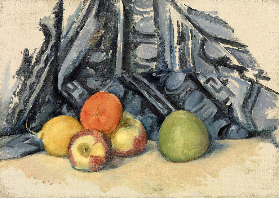 Apples and Cloth #3 Painting by Paul Cezanne