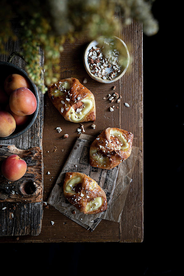 Apricot Pastries With Cream Cheese And Almonds #2 Photograph by Zaneta Hajnowska,