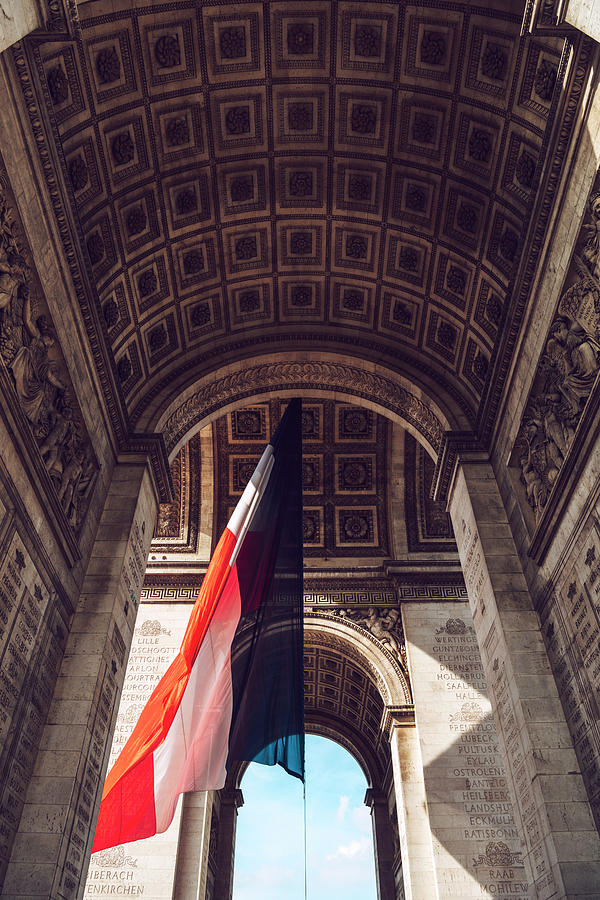 Arch of Triumph and french flag. Paris, France by Eduardo Huelin Arch of Triumph and french flag. Paris, France by Eduardo Huelin