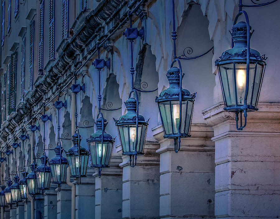 Arches and Lamps in Greece #2 Photograph by Darryl Brooks