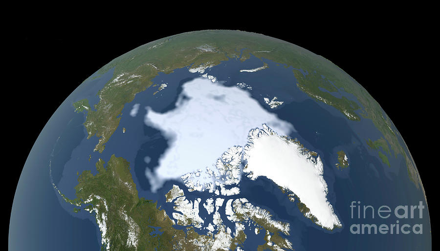Arctic Ice Minimum Extent #2 Photograph by Nasas Scientific Visualization Studio/gsfc/jaxa//science Photo Library