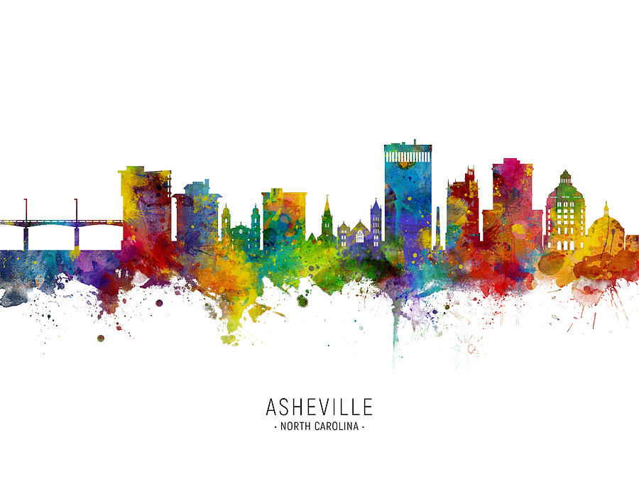 Asheville North Carolina Skyline Digital Art by Michael Tompsett