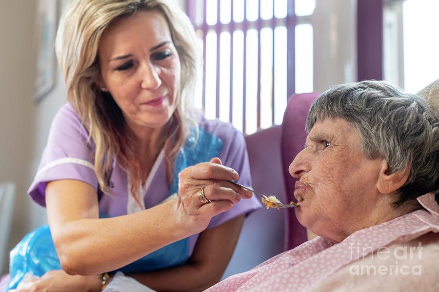 Assisted Eating In Care Home Photograph By Jim Varney Science Photo Library Fine Art America