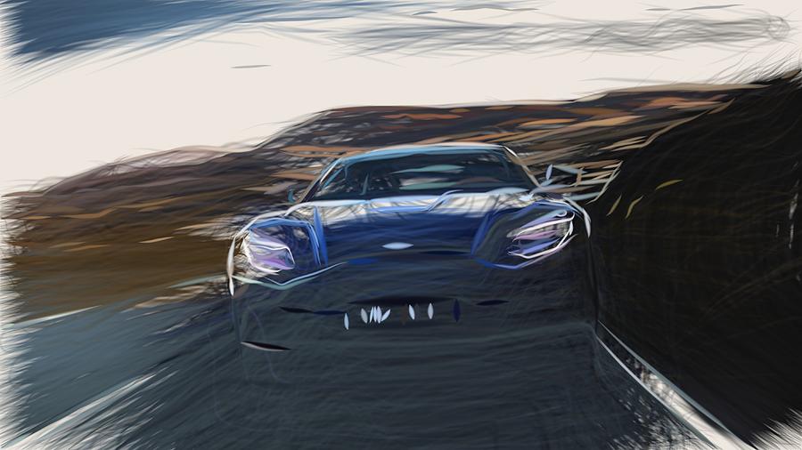 Aston Martin DB11 AMR Drawing #3 Digital Art by CarsToon Concept