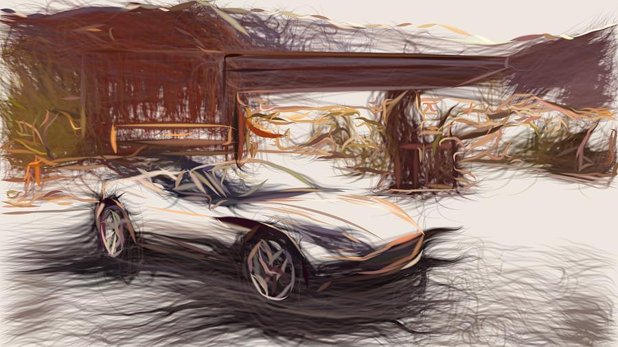 Aston Martin DB11 Volante Drawing #3 Digital Art by CarsToon Concept